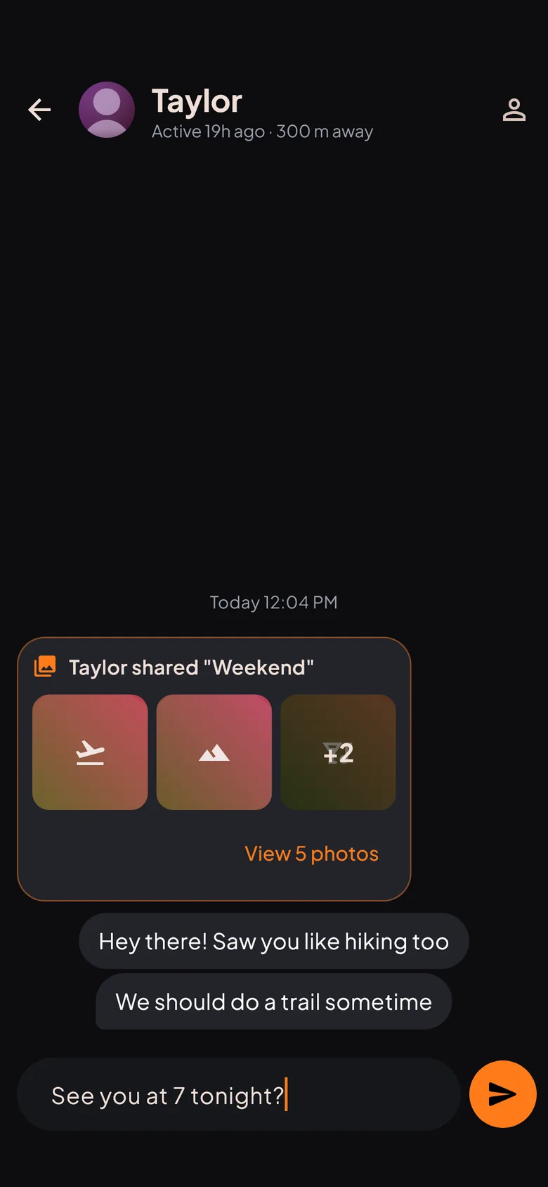A HUNTR chat where a private album was shared