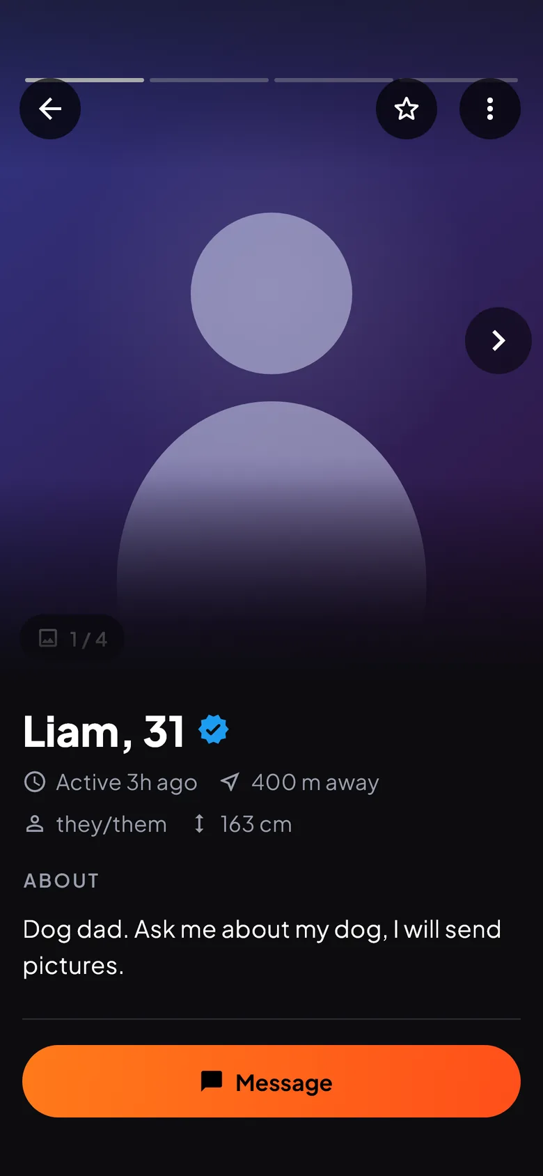 Liam's profile, verified