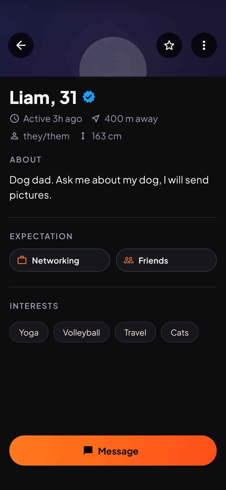 A profile's about, stats and expectation